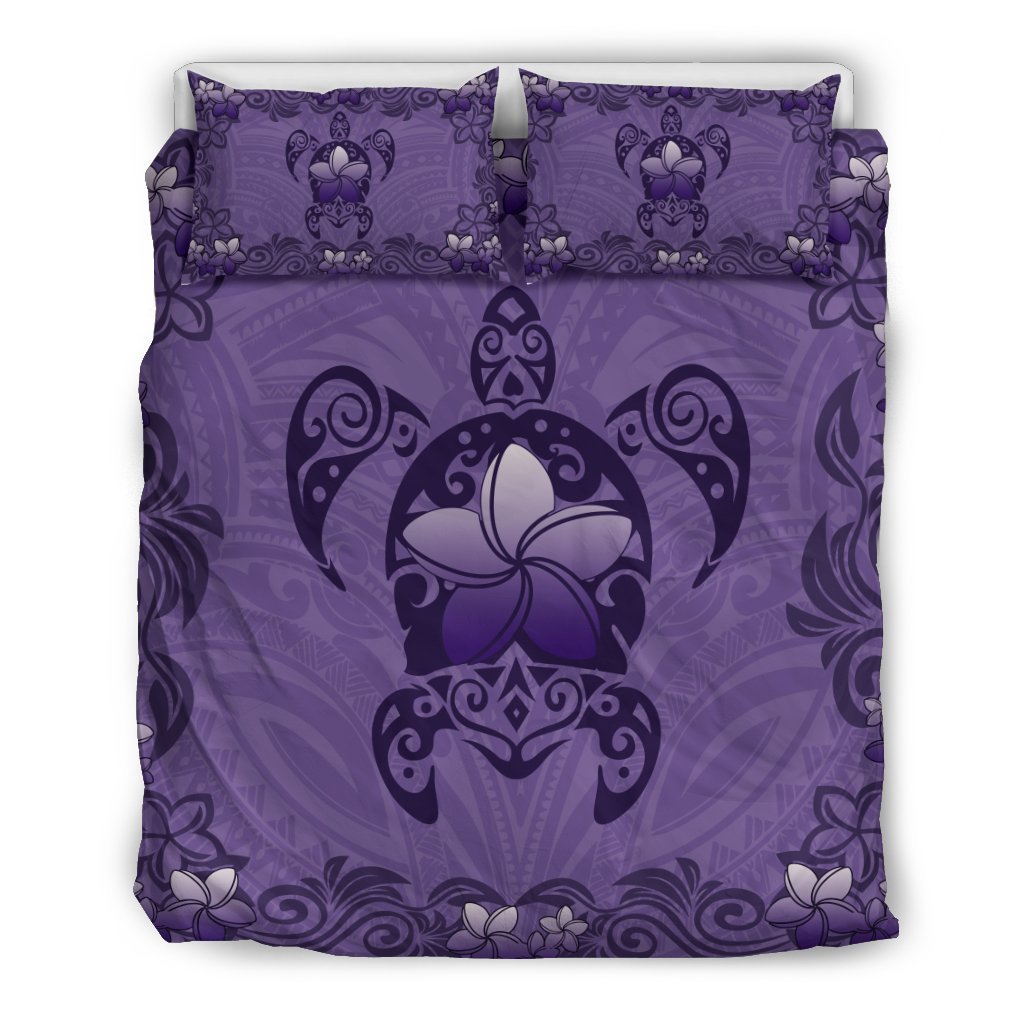 Hawaii Turtle And Plumeria Bedding Set - AH - J9-BEDDING SETS-Alohawaii-Bedding Set-US Queen/Full-Black-Vibe Cosy™