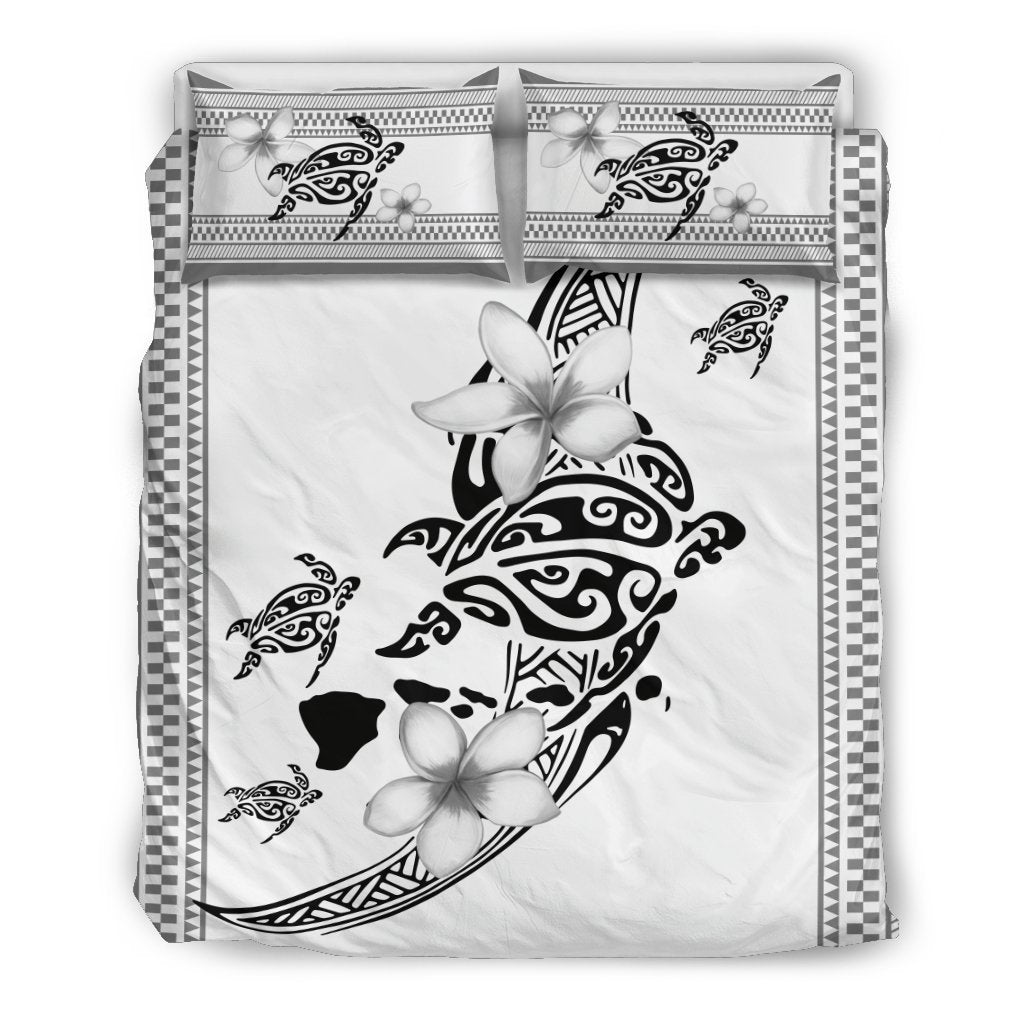 Hawaii Poly Turtle Bedding Set - AH - J1-BEDDING SETS-Alohawaii-Bedding Set - Black-US Queen/Full-Black & White-Vibe Cosy™
