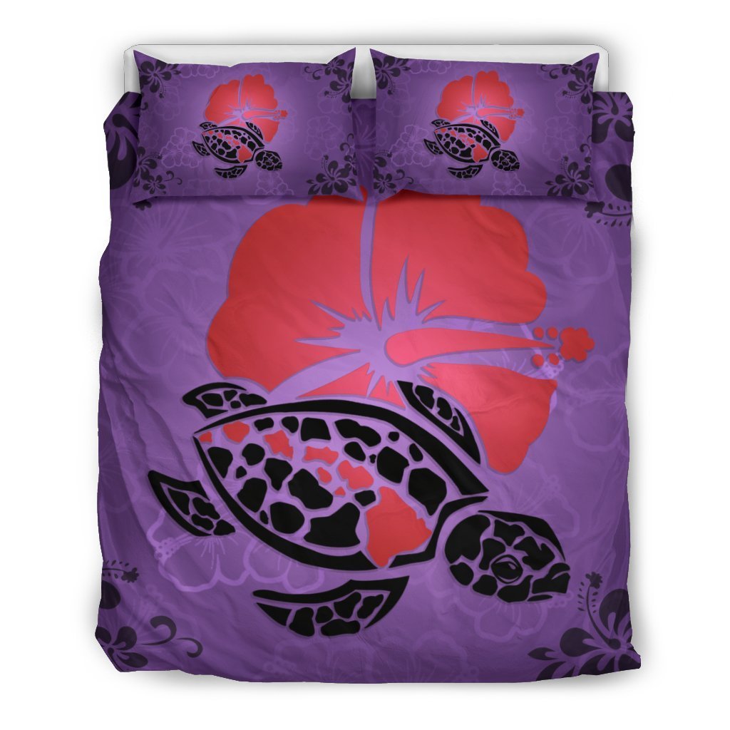 Hawaii Hibiscus Turtle Bedding Set - AH - J4-BEDDING SETS-Alohawaii-Bedding Set-US Queen/Full-Black-Vibe Cosy™