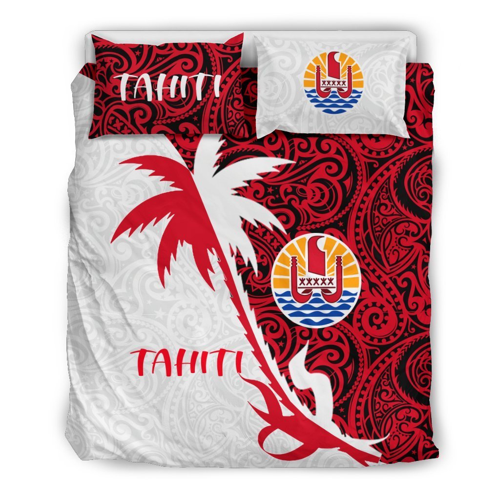 Tahiti Polynesian Coconut Tree Bedding Set K4-BEDDING SETS-Khanh Arts-US Queen/Full-Vibe Cosy™