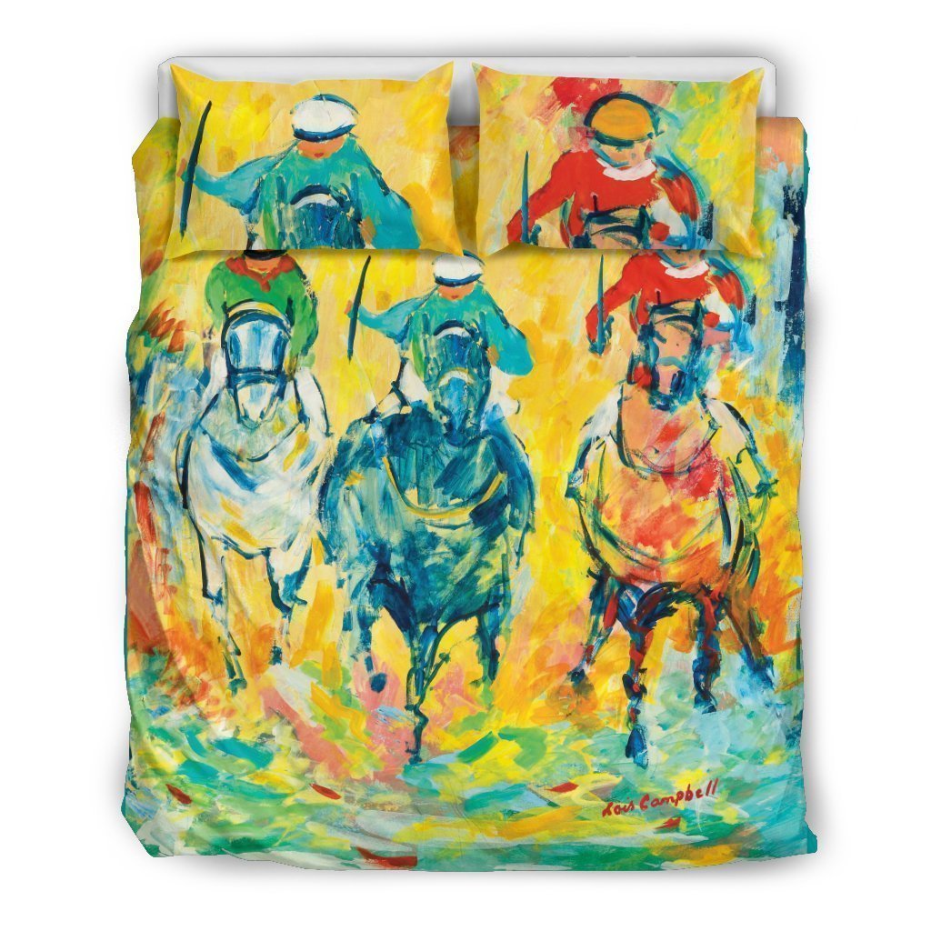 Yellow Horse Racing bedding set-6teenth World™-Bedding Set-Queen/Full-Vibe Cosy™