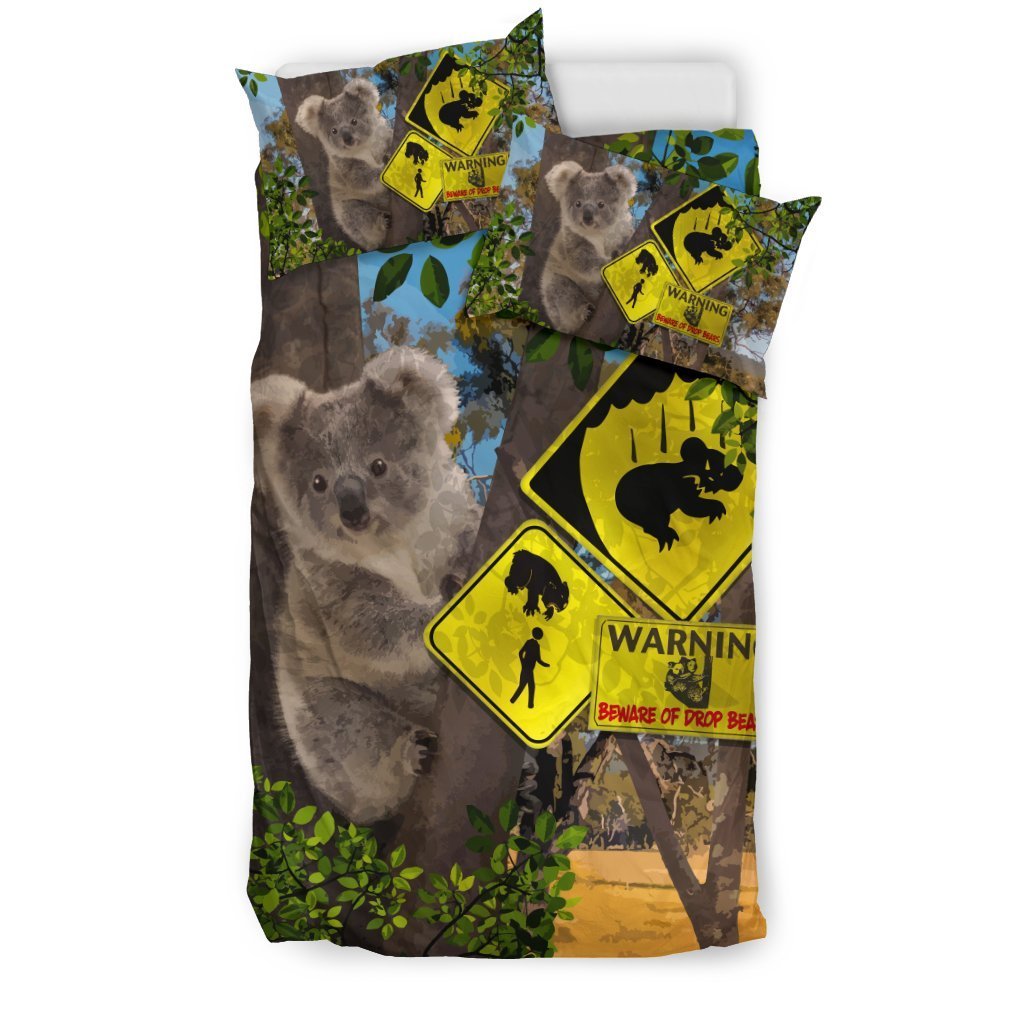 Australia Drop Bear Sign Bedding Set - NN4-BEDDING SETS-HP Arts-Bedding Set - Black - Black-Twin-Vibe Cosy™