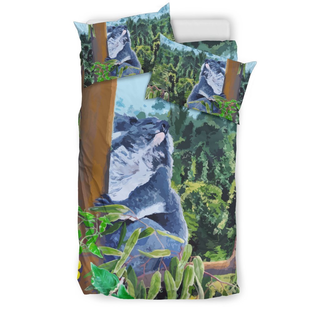 AUSTRALIA KOALA BEDDING SET D6-BEDDING SETS-HP Arts-Bedding Set - Beige - AUSTRALIA KAOLA BEDDING SET-Twin-Vibe Cosy™