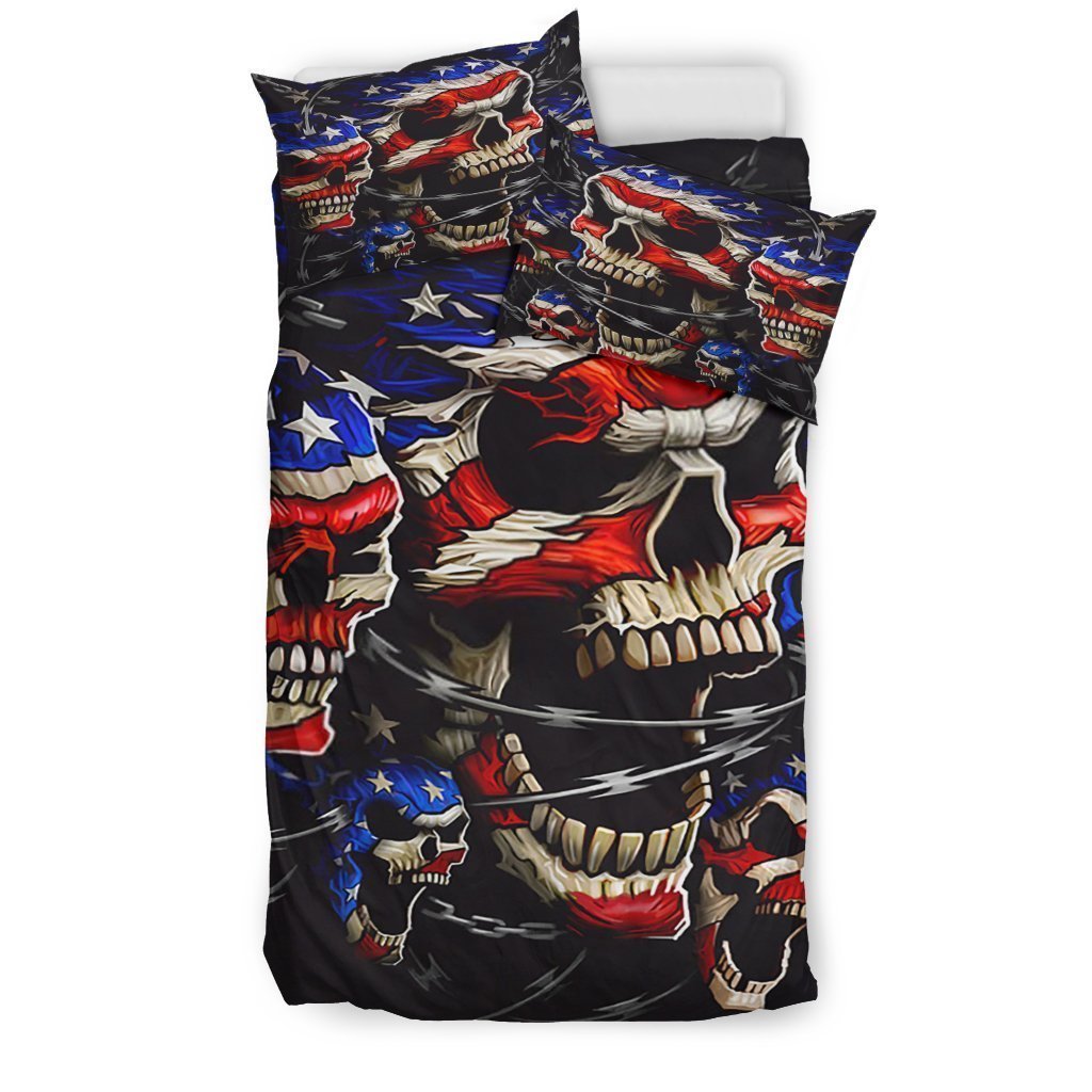Patriotic Skulls Bedding sets NHT190402-Bedding Set-6teenth Outlet-Bedding Set - Black - Patriotic Skulls Bedding sets-Twin-Vibe Cosy™