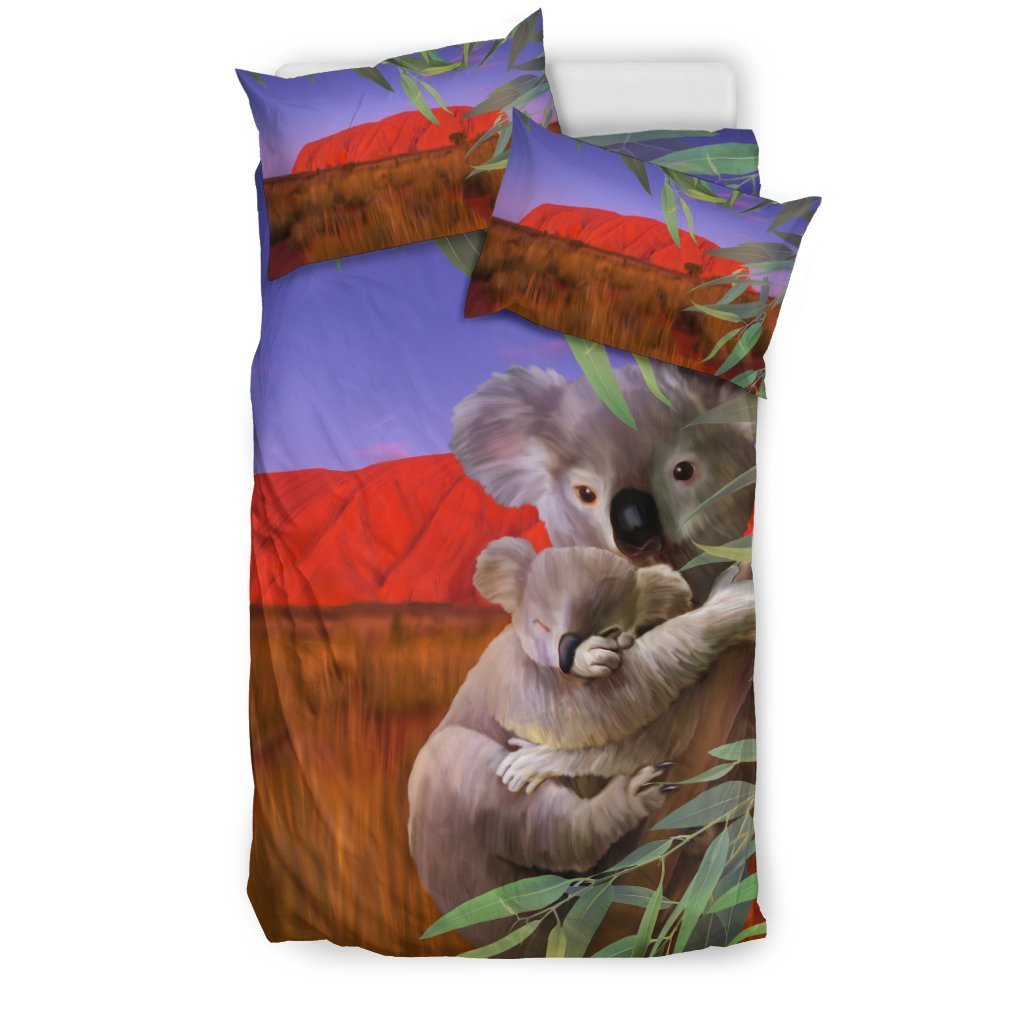 Australia Koala And Baby Duvet Cover K5-BEDDING SETS-HP Arts-Bedding Set - Black - Australia Koala And Baby Duvet Cover K5-Twin-Vibe Cosy™