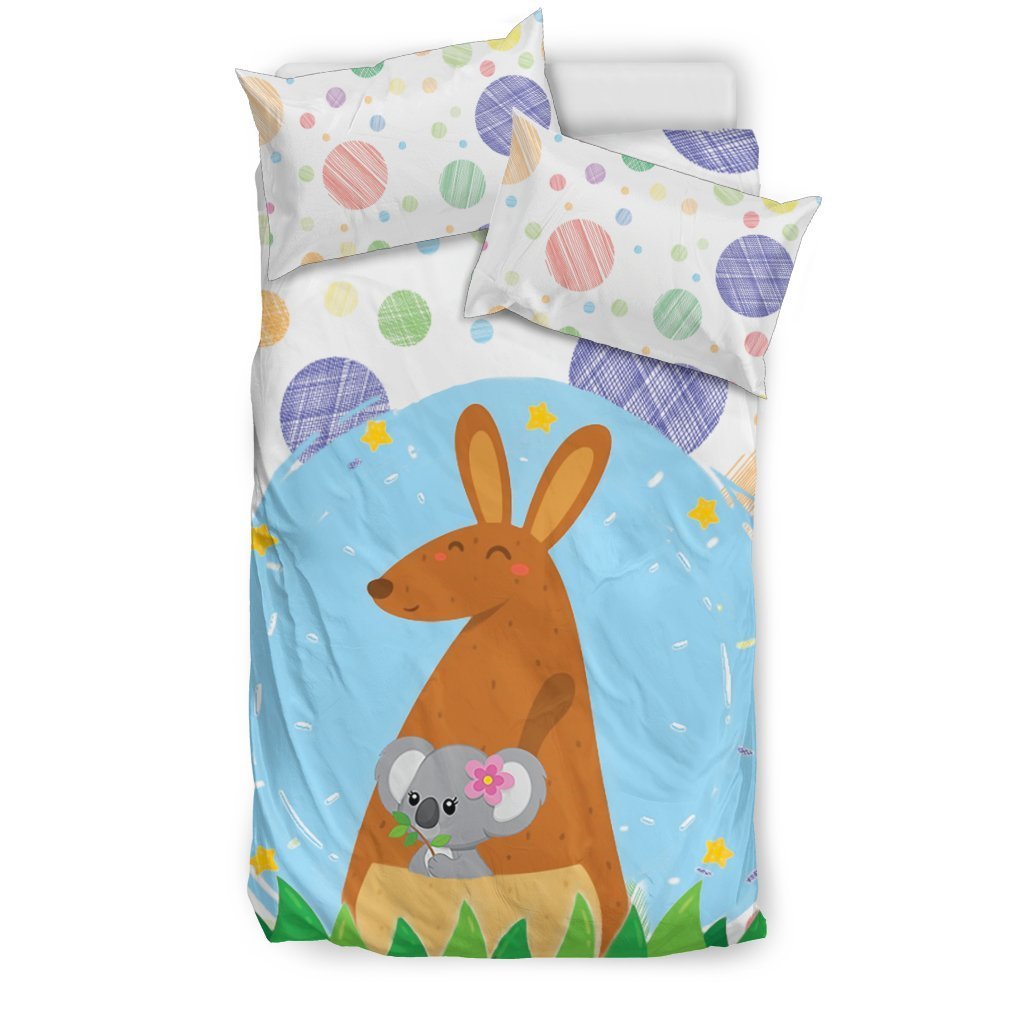 Australia Bedding Set - Kangaroo and Koala - BN04-BEDDING SETS-HP Arts-Bedding Set - Beige - Australia Bedding set-Twin-Vibe Cosy™
