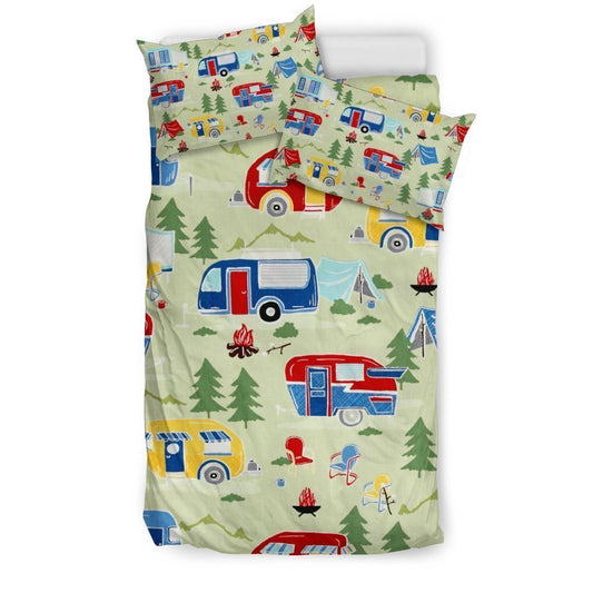 Great Outdoors Camper Green Bedding Set-6teenth World™-Bedding Set-Twin-Vibe Cosy™