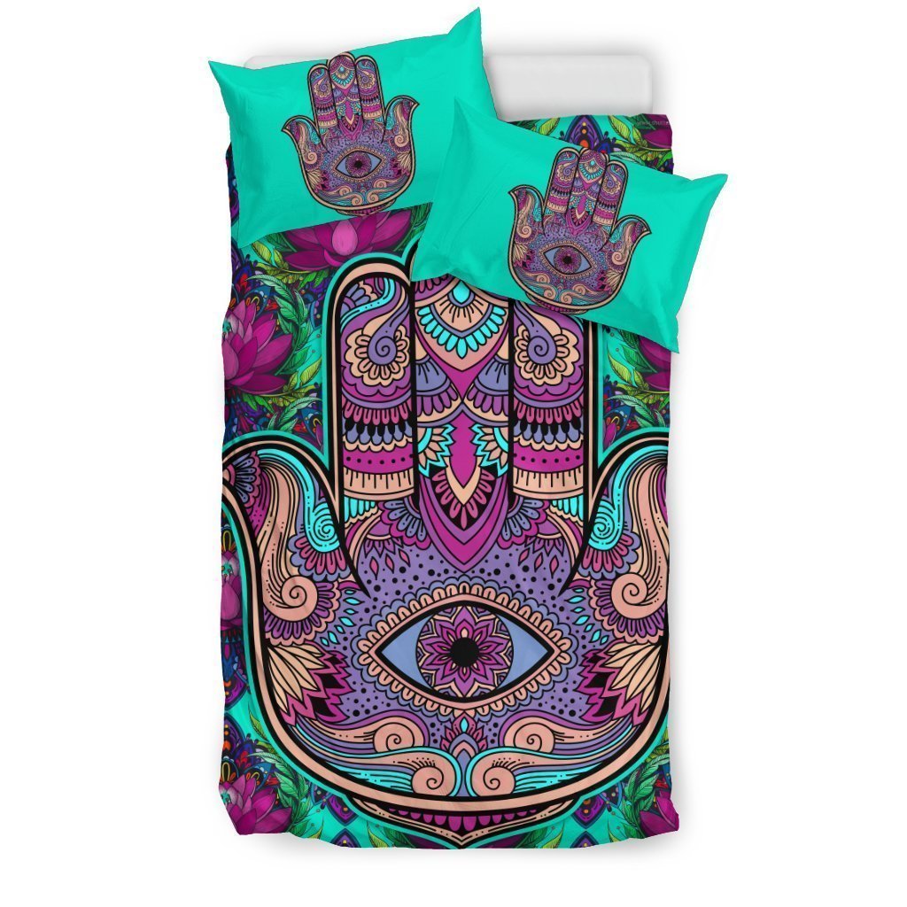 Hamsa Lotus Bedding Set-6teenth World™-Bedding Set-Twin-Vibe Cosy™