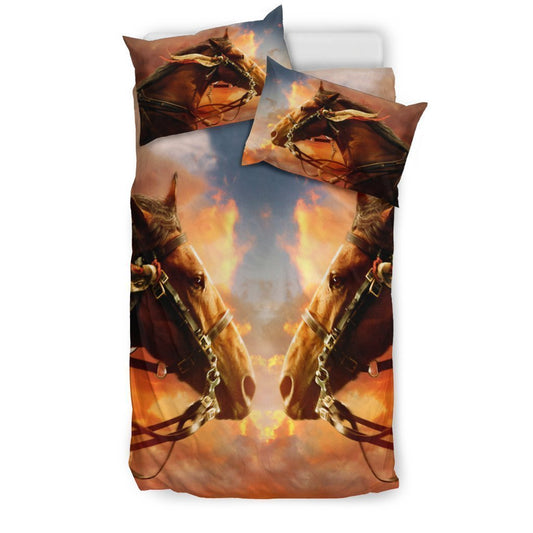 LOVE FIRE HORSE BEDDING SET-6teenth World™-Bedding Set-US Twin-Vibe Cosy™
