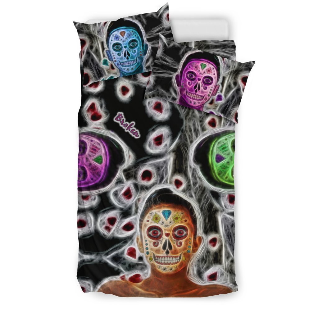 Broken Sugar Skulls Bedding Set-6teenth World™-Bedding Set-US Twin-Vibe Cosy™