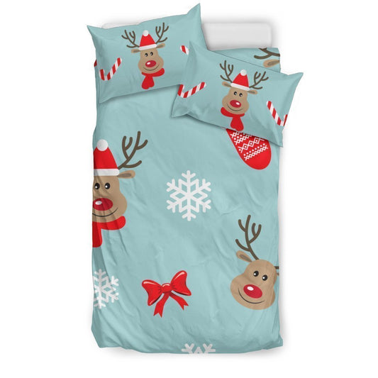 Christmas Deers Bedding Set with Candy Canes-6teenth World™-Bedding Set-US Twin-Vibe Cosy™