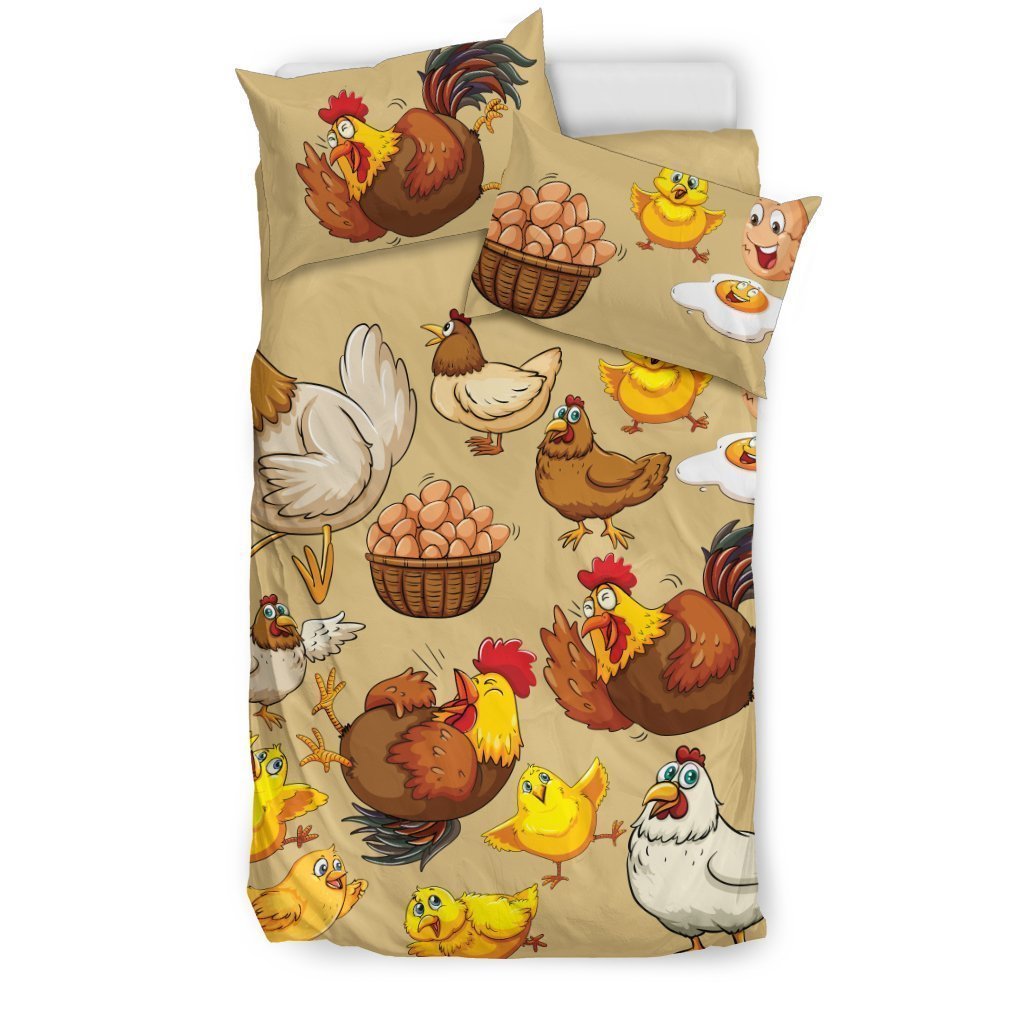 Funny Chicken & Egg Bedding Set-6teenth World™-Bedding Set-US Twin-Vibe Cosy™