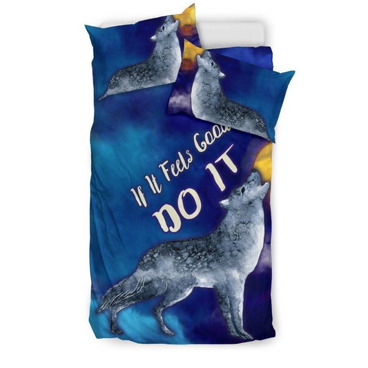 If It Feels Good Do It Wolf Bedding Set Howling At The Moon-6teenth World™-Bedding Set-US Twin-Vibe Cosy™