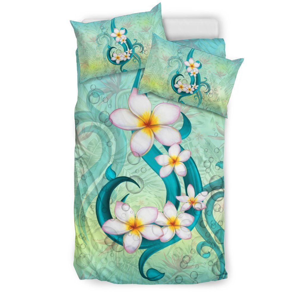 Hawaiian Bedding Set - Hawaii Plumeria Flower - AH-BEDDING SETS-Alohawaii-US Twin-Black-Polyester-Vibe Cosy™