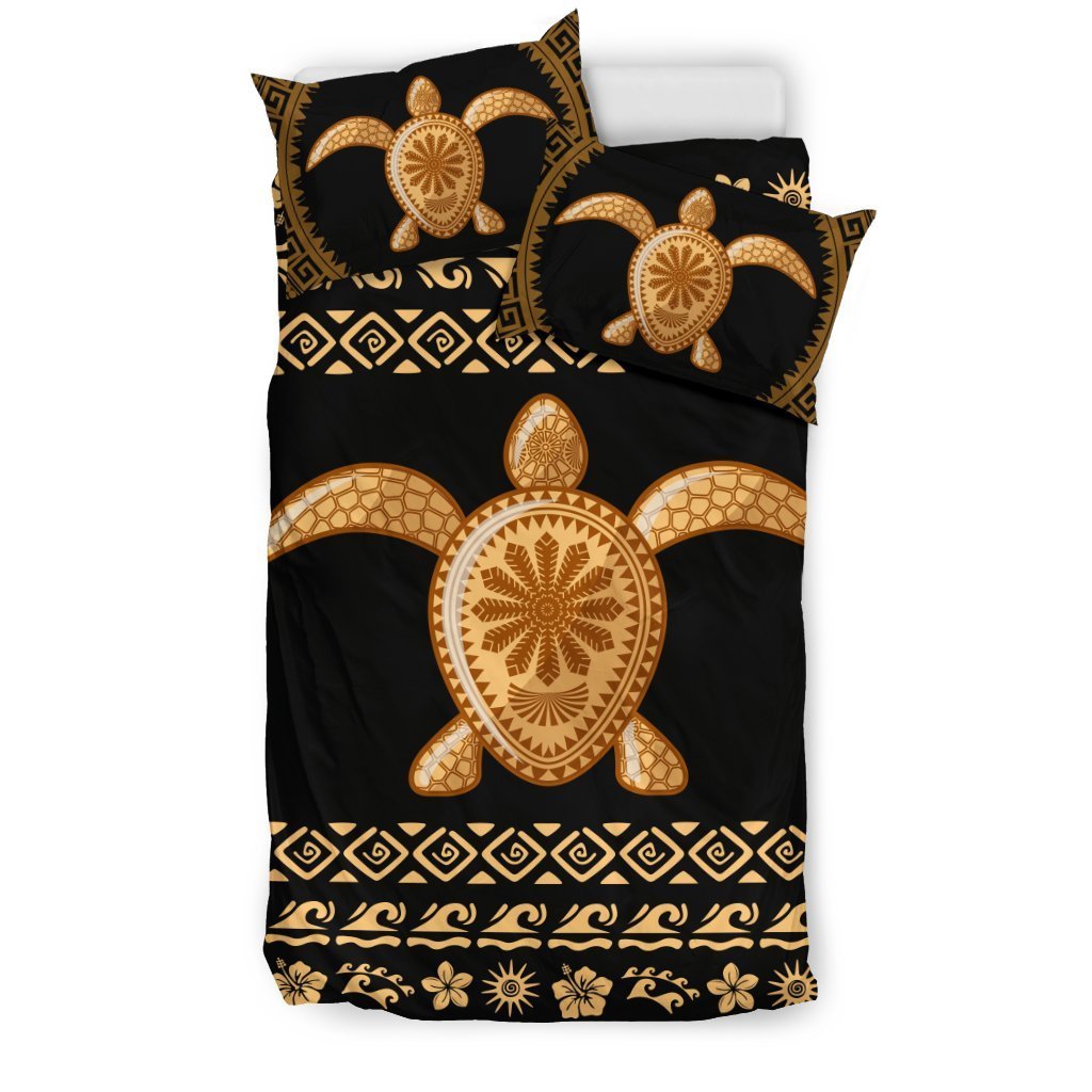 Turtle Hawaiian Bedding Set - AH-BEDDING SETS-Alohawaii-US Twin-Black-Polyester-Vibe Cosy™