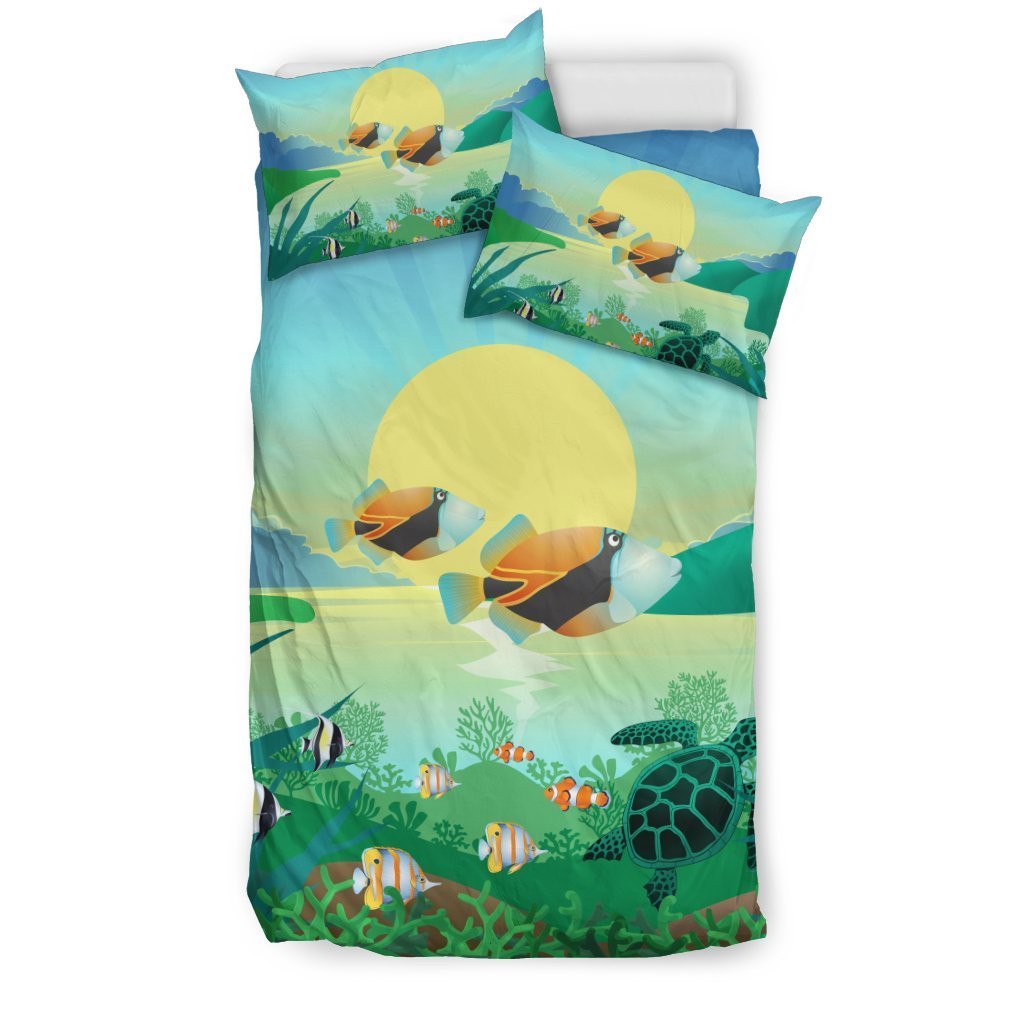 Humuhumunukunukuapua Hawaiian Bedding Set - AH - K5-BEDDING SETS-Alohawaii-US Twin-Black-Polyester-Vibe Cosy™