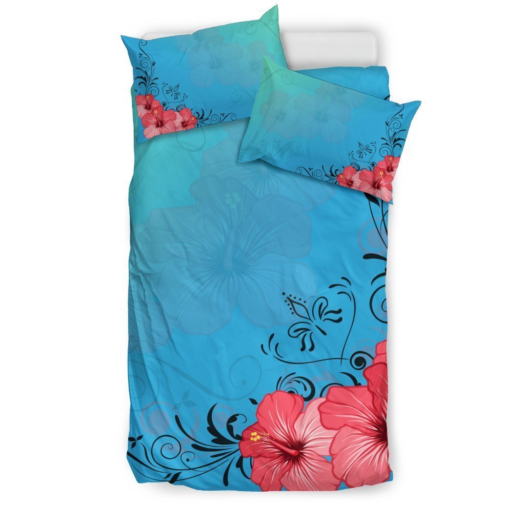 Hawaii Hibiscus Pattern Bedding Set - AH-BEDDING SETS-Phaethon-US Twin-Black-Polyester-Vibe Cosy™
