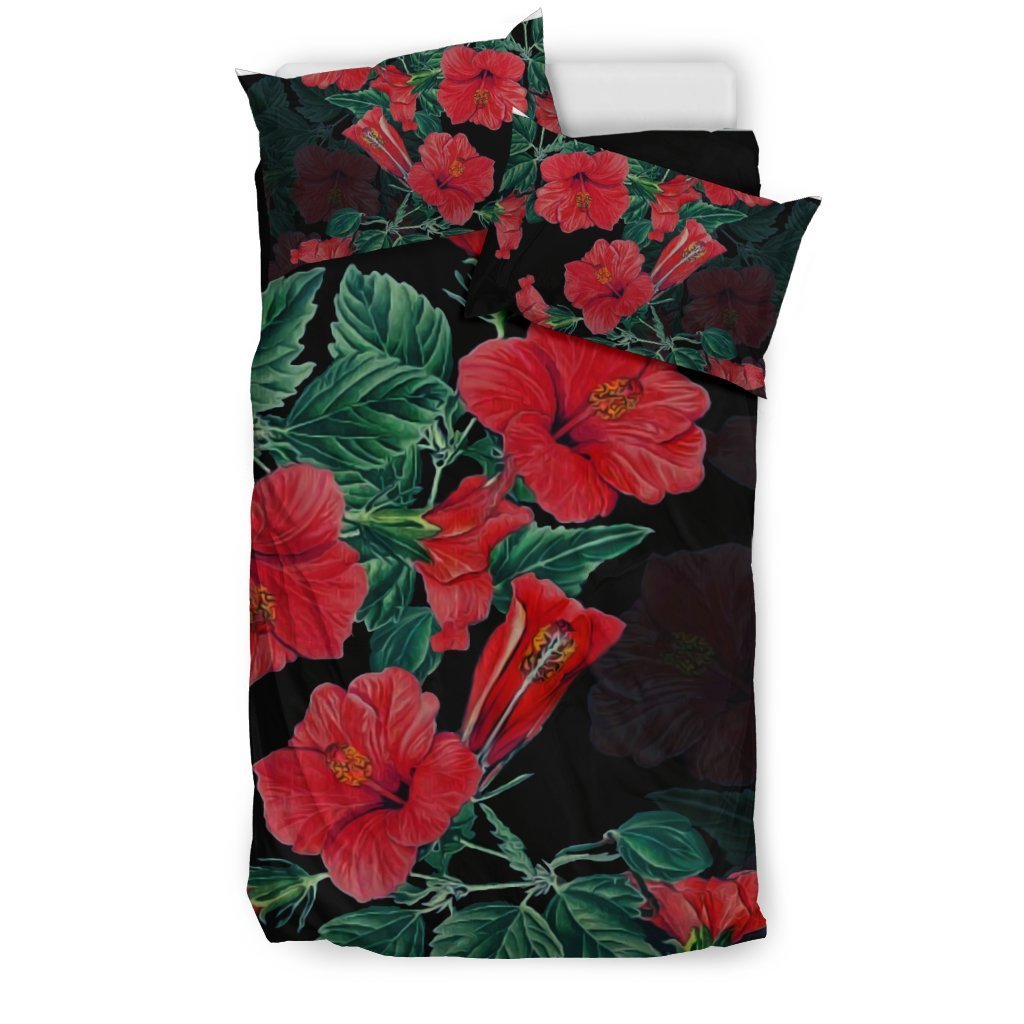Hawaii Hibiscus Mystery Bedding Set - AH-BEDDING SETS-Alohawaii-US Twin-Black-Polyester-Vibe Cosy™