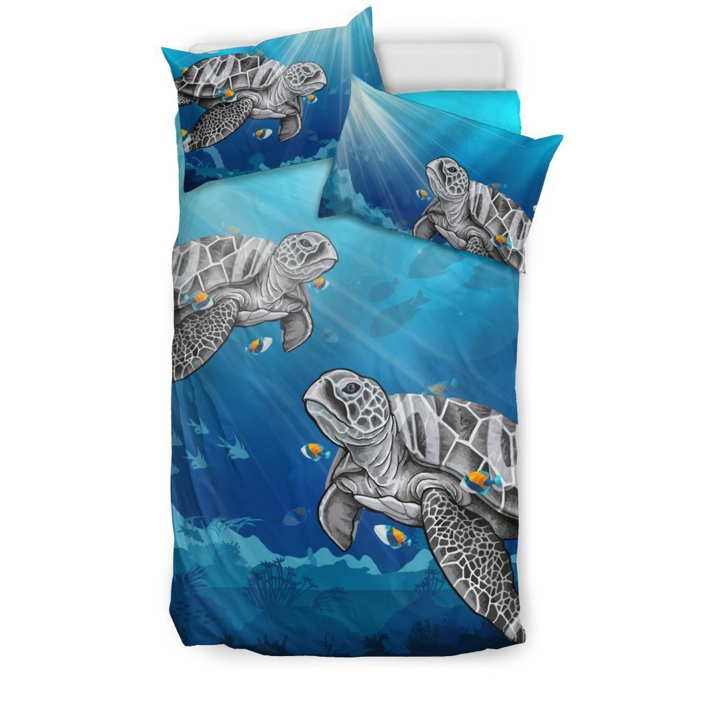 Hawaii Turtle In The Ocean Bedding Set - AH-BEDDING SETS-Phaethon-US Twin-Black-Polyester-Vibe Cosy™