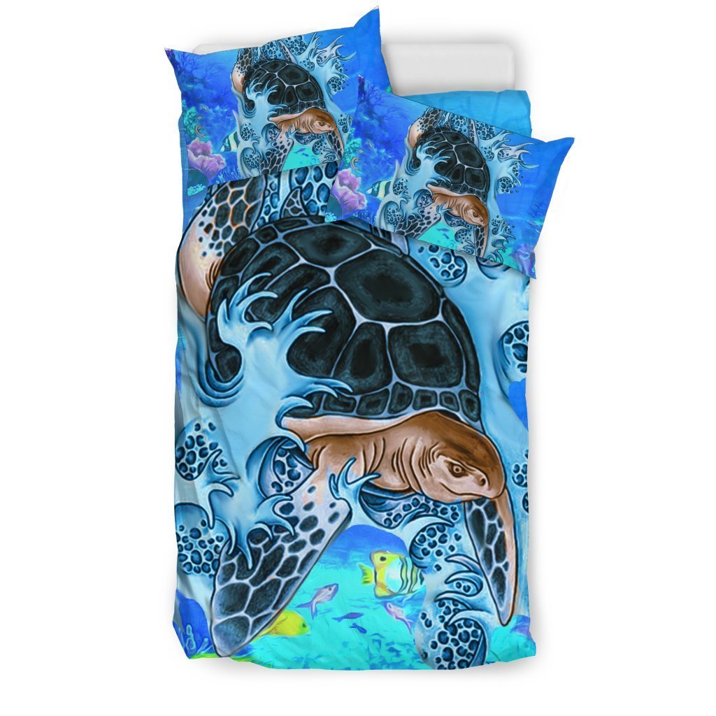 Hawaii Big Turtle Bedding Set - AH-BEDDING SETS-Alohawaii-US Twin-Black-Polyester-Vibe Cosy™