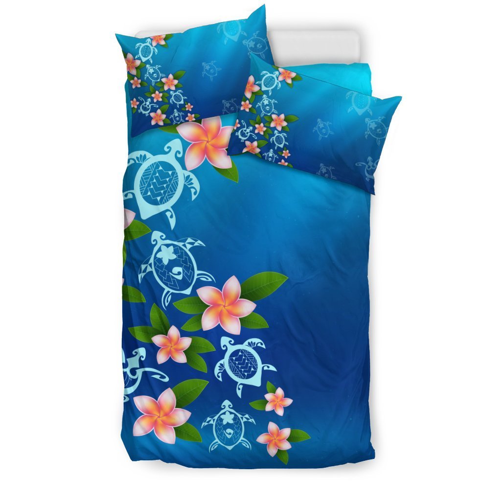Hawaii Tuttle And Flower In The Sea Bedding Set - AH-BEDDING SETS-Alohawaii-US Twin-Black-Polyester-Vibe Cosy™