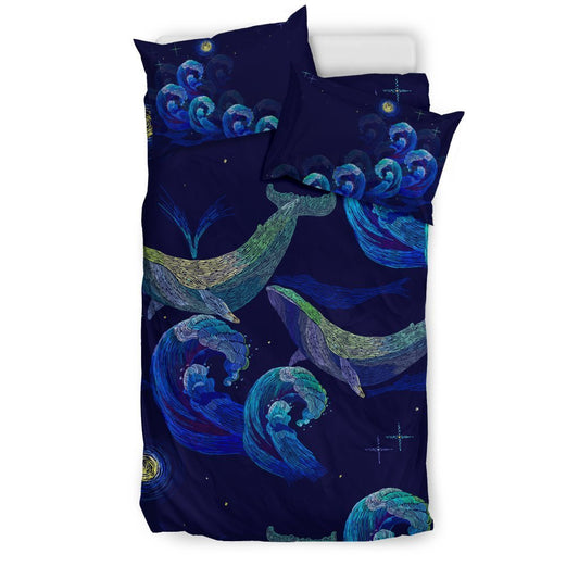 Whale Bedding Set - AH - TH9-BEDDING SETS-Alohawaii-US Twin-Black-Polyester-Vibe Cosy™