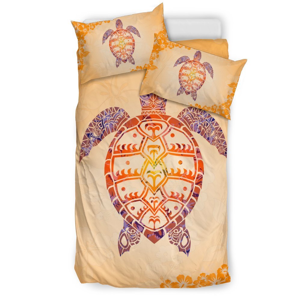 Hawaii Turtle And Hibiscus Bedding Set - AH - J9-BEDDING SETS-Alohawaii-Bedding Set-US Twin-Black-Vibe Cosy™