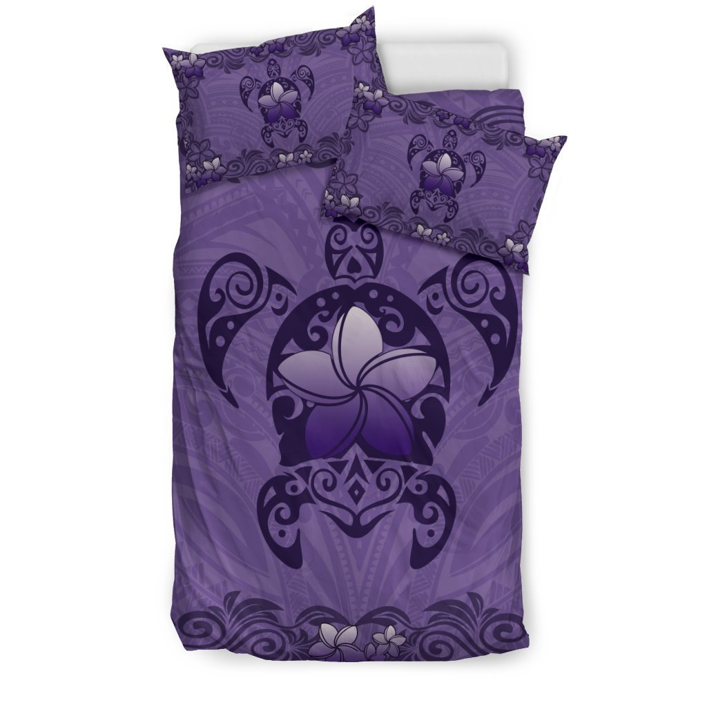 Hawaii Turtle And Plumeria Bedding Set - AH - J9-BEDDING SETS-Alohawaii-Bedding Set-US Twin-Black-Vibe Cosy™