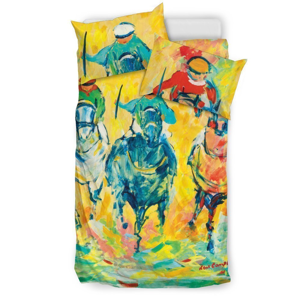 Yellow Horse Racing bedding set-6teenth World™-Bedding Set-Twin-Vibe Cosy™