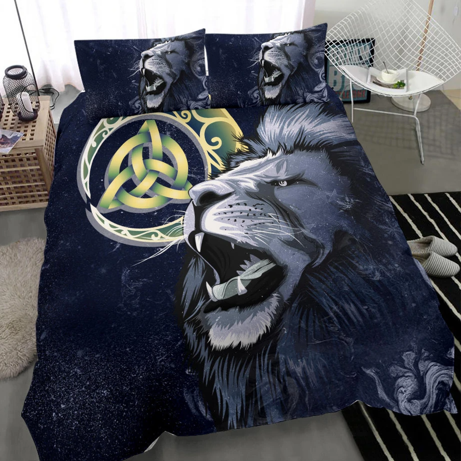 Premium 3D Printed Blue Lion Scottish Bedding Set MEI