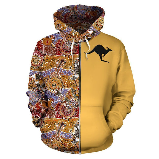 Australia Hoodie Aboriginal Kangaroo In My Heart NNK 1415-Apparel-PL8386-Hoodie-S-Vibe Cosy™