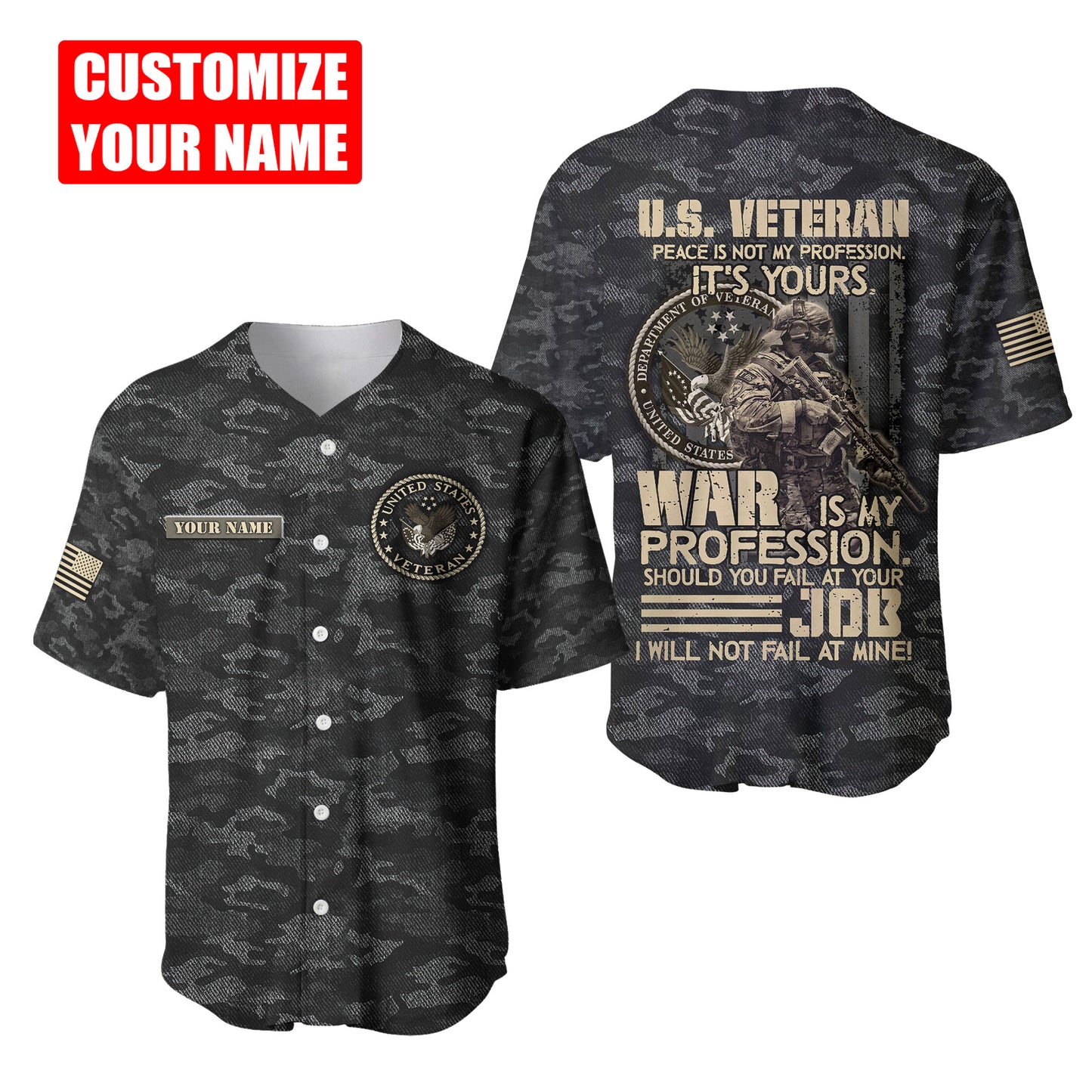 Custom Name US Veteran 3D All Over Printed Unisex Shirts