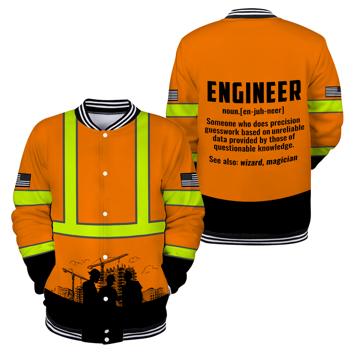 Construction Worker Orange Safety 3D printed shirts
