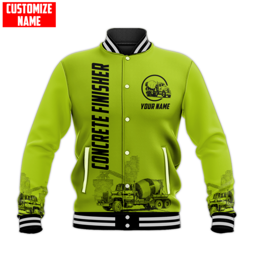 Concrete Finisher Green Safety Custom name 3D printed shirts