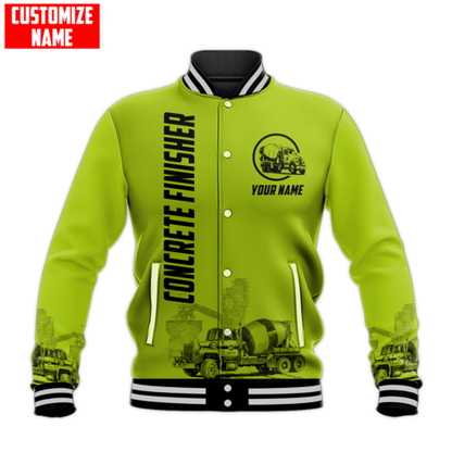 Concrete Finisher Green Safety Custom name 3D printed shirts