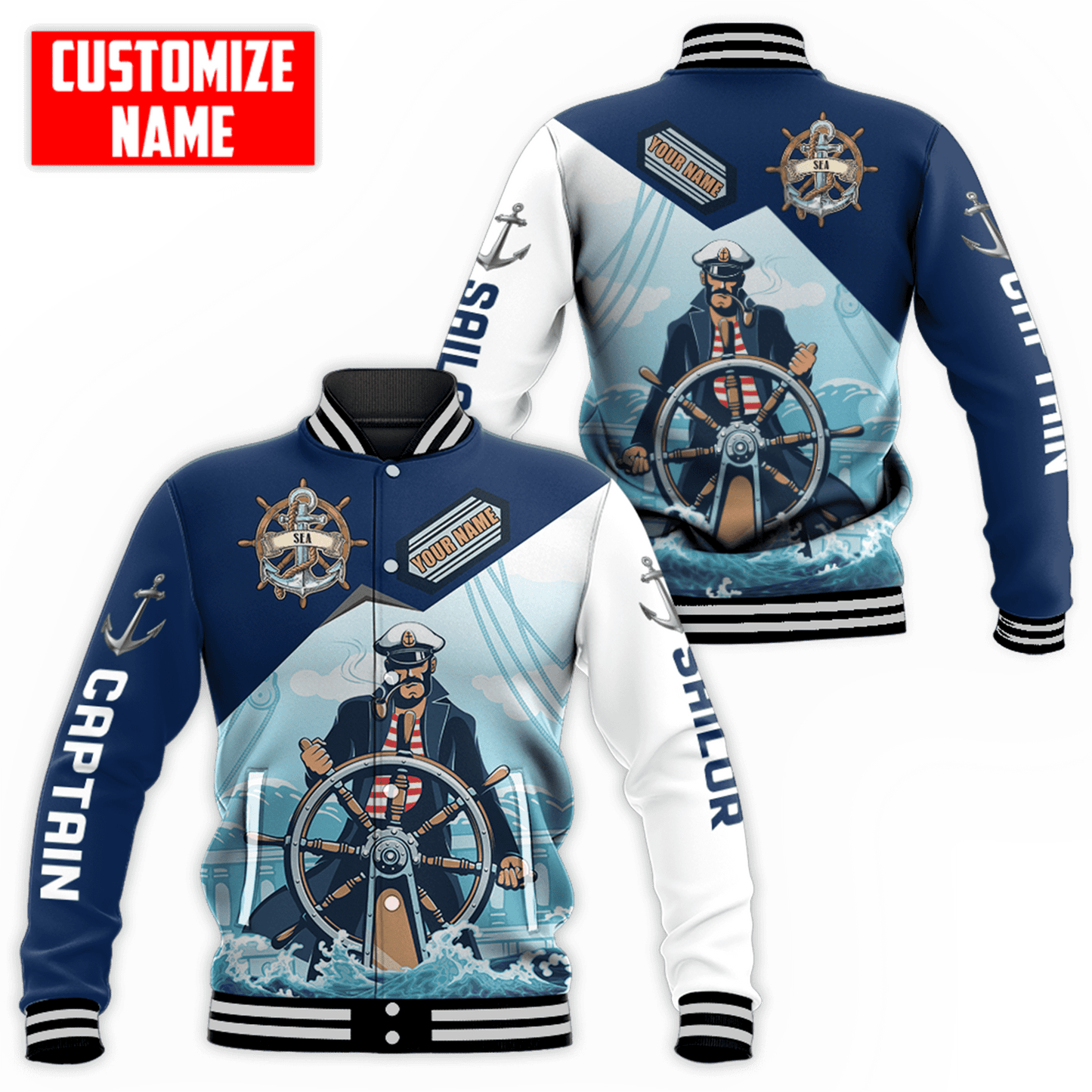 Customized Name Captain Sailor 3D All Over Printed Shirts