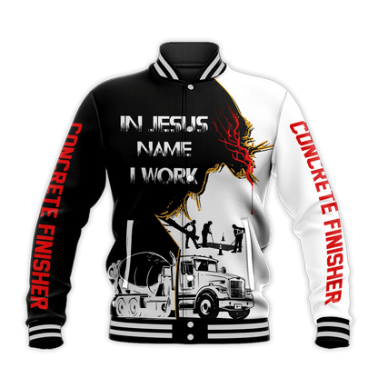 Concrete Finisher In Jesus  Name I Work Black White 3D printed shirts
