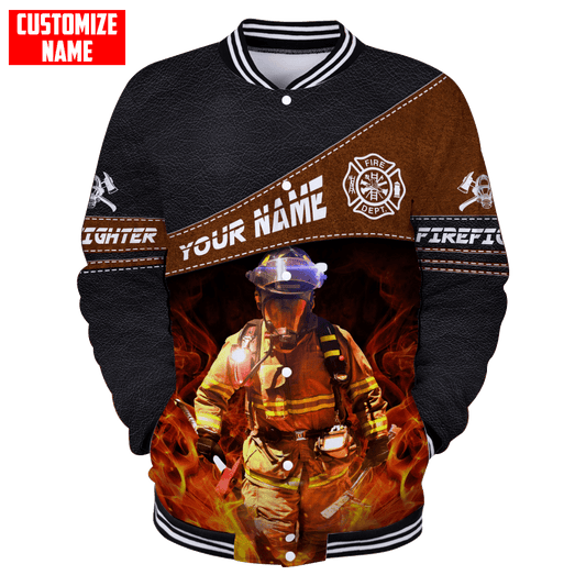 Customized Name Firefighter Baseball Jacket 3D All Over Printed Shirts