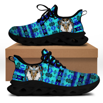 Personalized Photo Native American Blue Pattern Clunky Sneaker Shoes