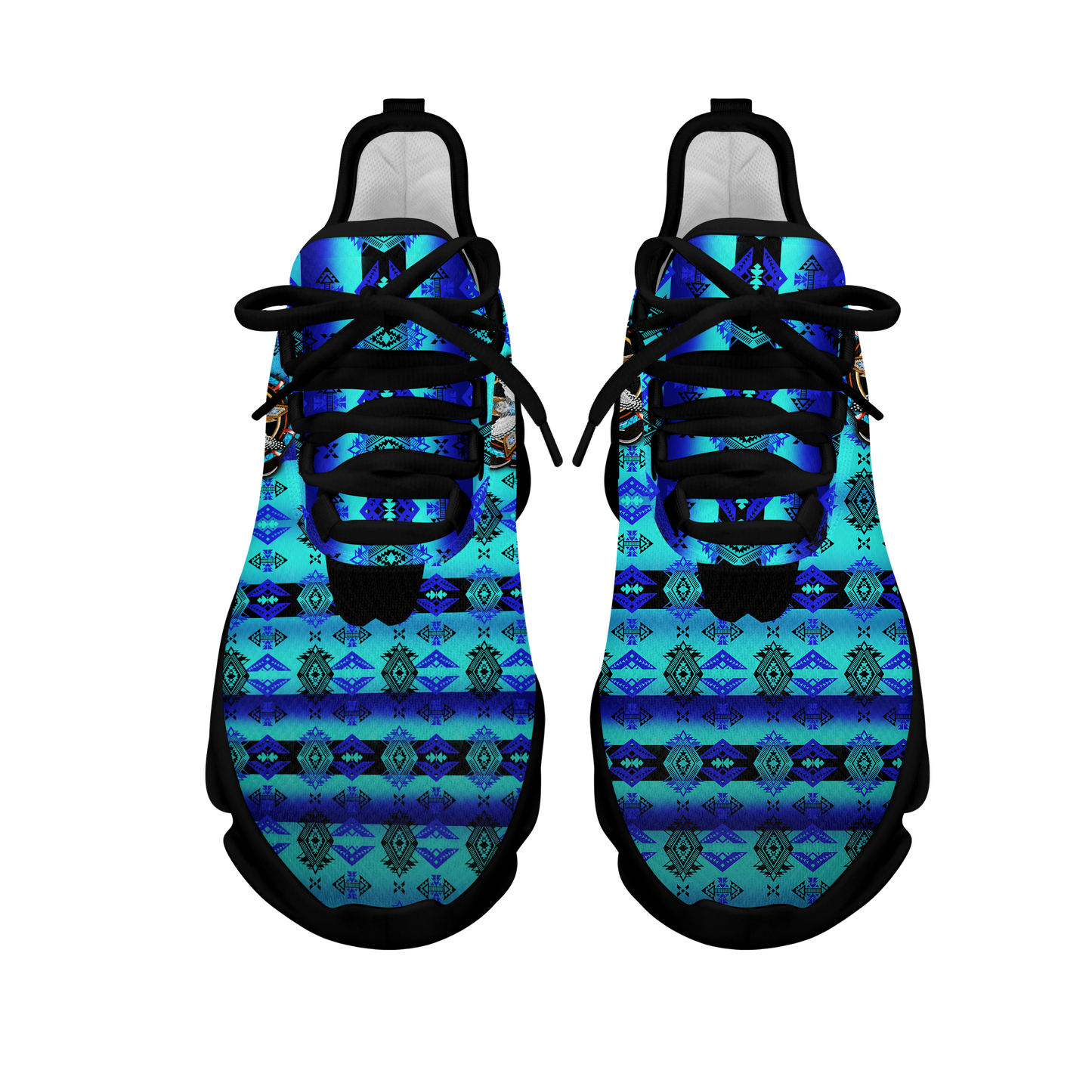 Personalized Photo Native American Blue Pattern Clunky Sneaker Shoes