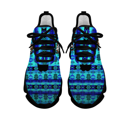 Personalized Photo Native American Blue Pattern Clunky Sneaker Shoes