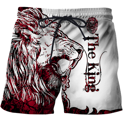 3D The Red Alpha King Lion Tattoo Over Printed Hoodie