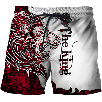 The Red King Lion Tattoo Over Printed Hoodie