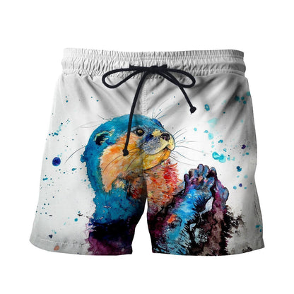 3D All Over Printed Otter T-shirt Hoodie-Apparel-HP Arts-T-Shirt-S-Vibe Cosy™