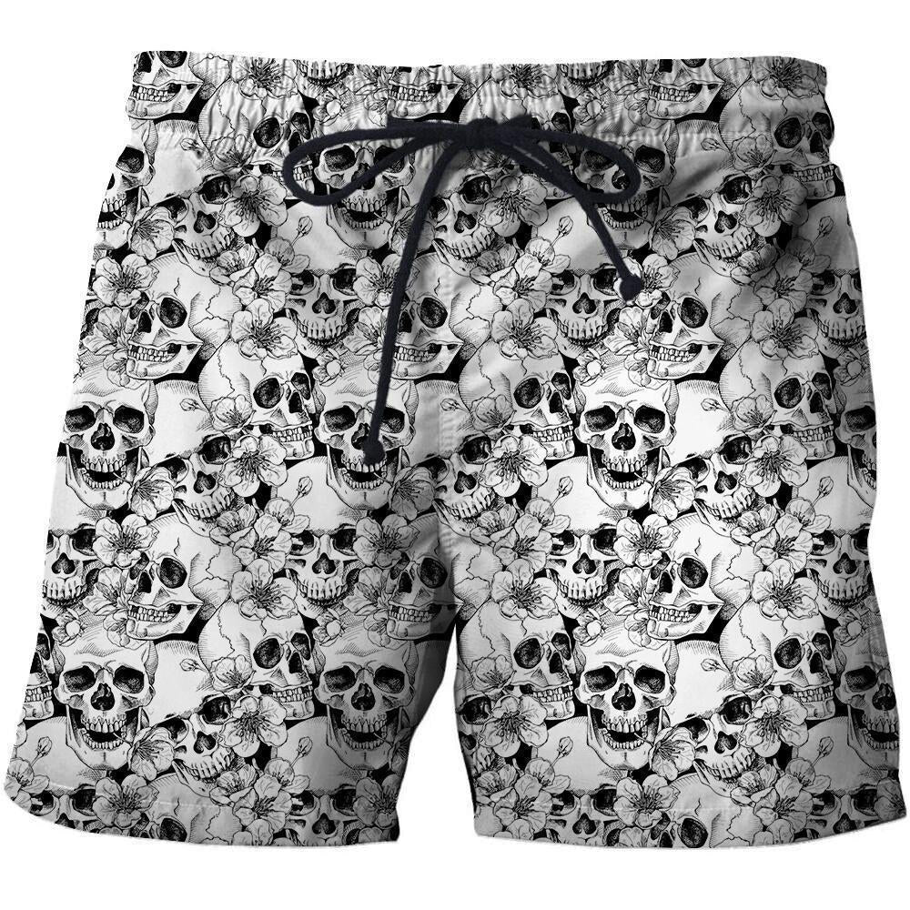 3D All Over Print Skullcap And Sakura Shirts-Apparel-Phaethon-SHORTS-S-Vibe Cosy™