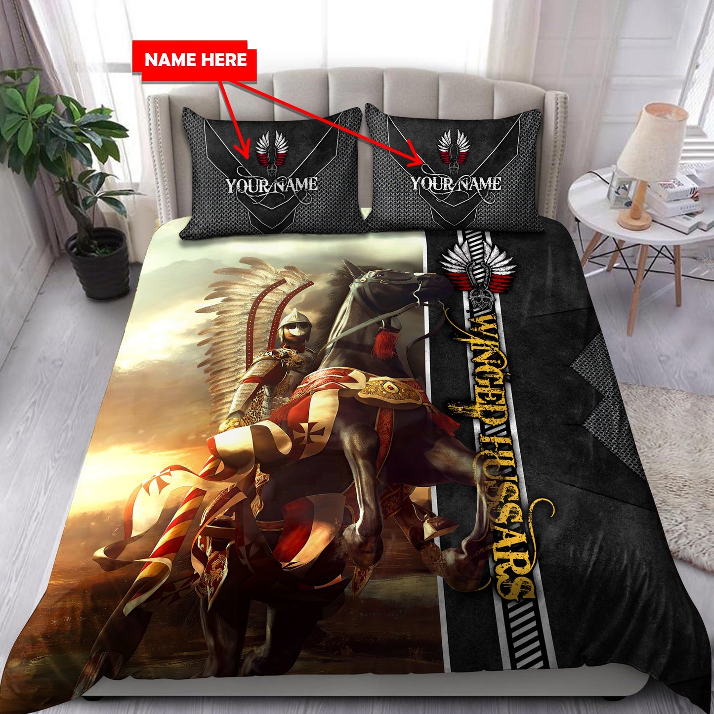 Premium Cavalry Winged Hussars Custom name Bedding Set