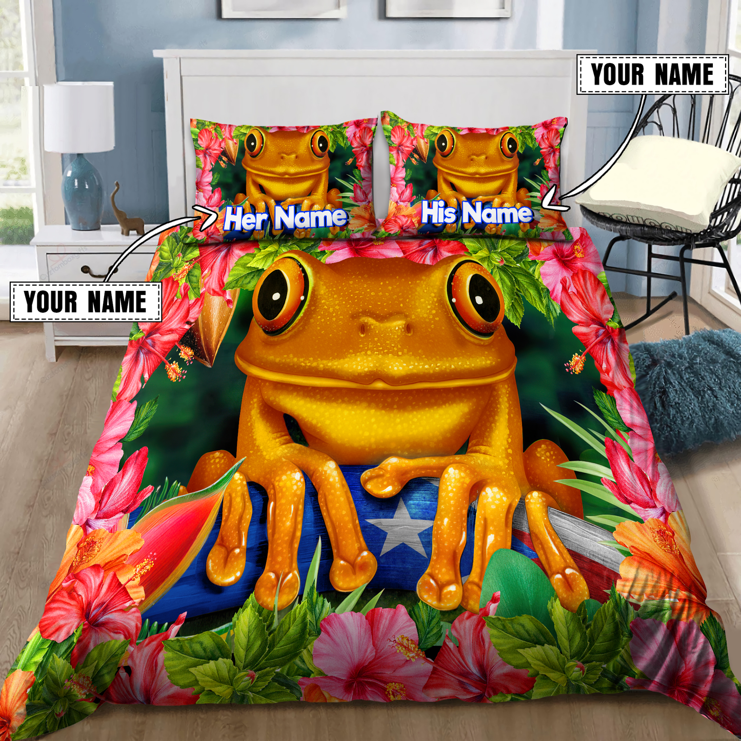 Customize Name Coqui Puerto Rico Bedding Set MH07062102