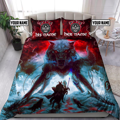Customize Name Fenrir And Odin Viking Bedding Set DA08062103