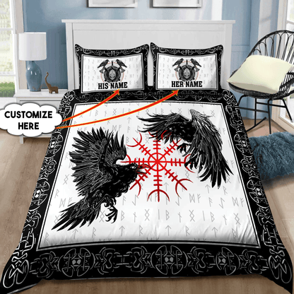 Customize Name Couple Raven Viking Bedding Set AM15062102