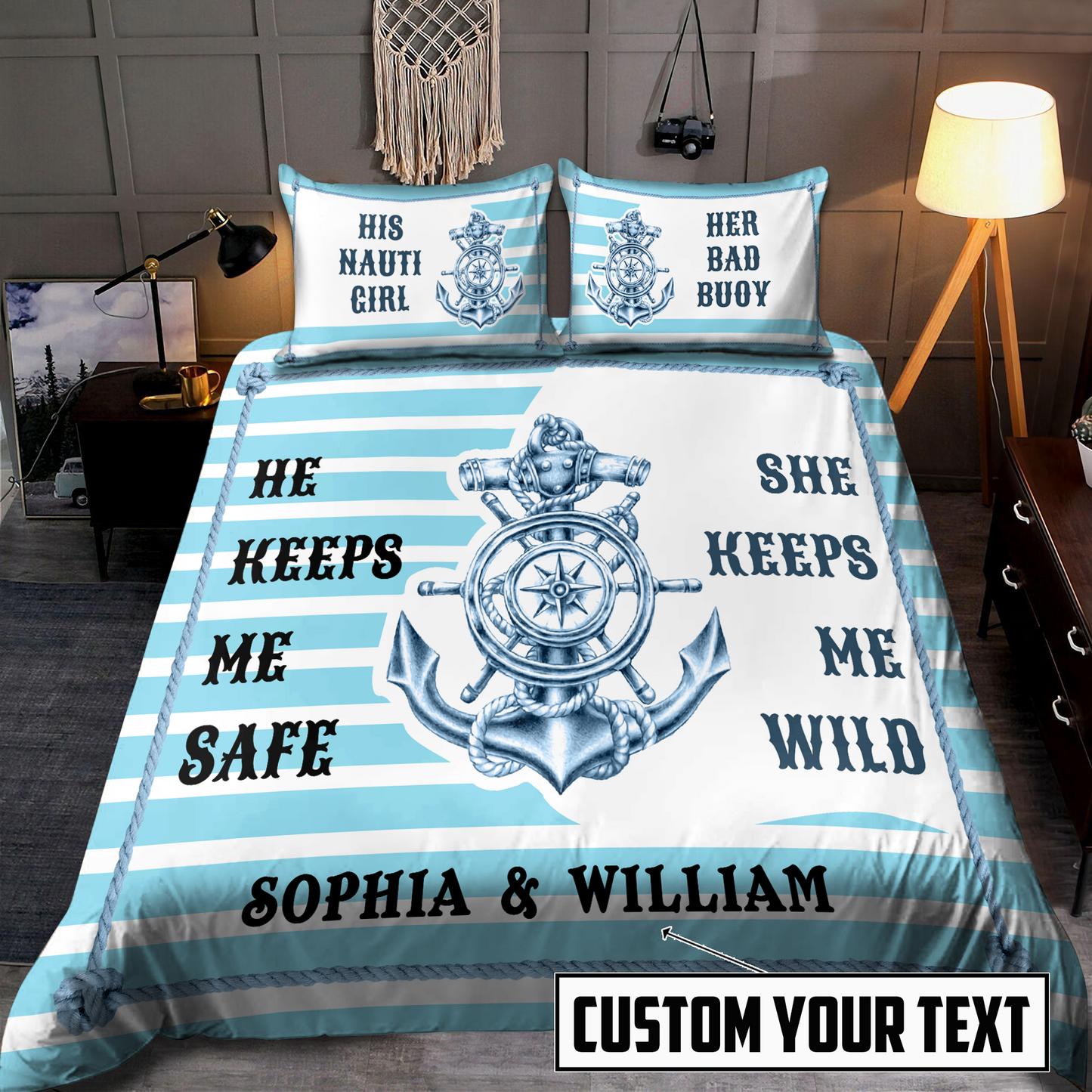 Customzie Name Fisherman And Love Bedding Set DA17042101
